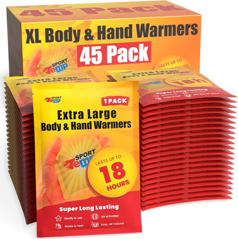Large Hand & Body Warmers – Up to 18 Hours of Heat, Super Long Lasting – Easy, All Natural – Air Activated, for Body, Hands & Toes – Odorless Hot Hand Warmer – Sport Temp