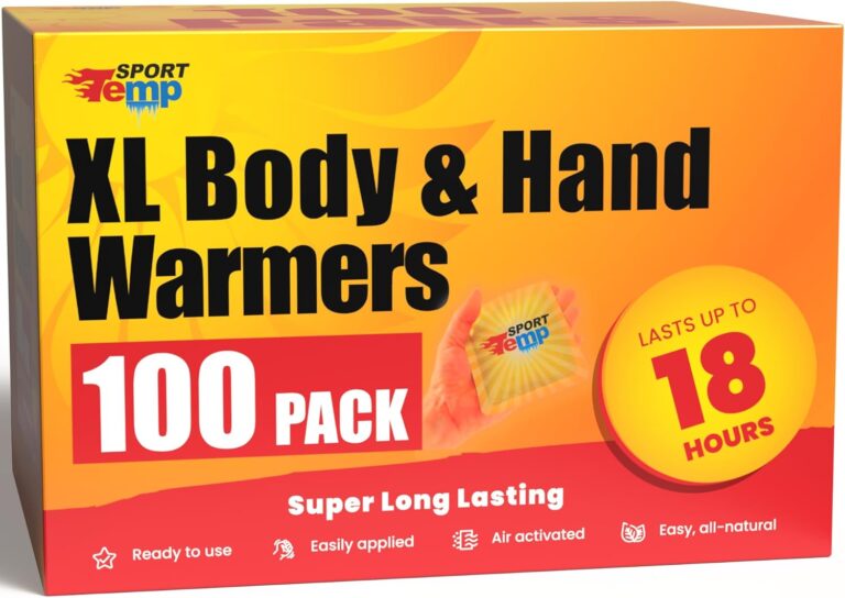 Large Hand & Body Warmers – Up to 18 Hours of Heat, Super Long Lasting – Easy, All Natural – Air Activated, for Body, Hands & Toes – Odorless Hot Hand Warmer – Sport Temp